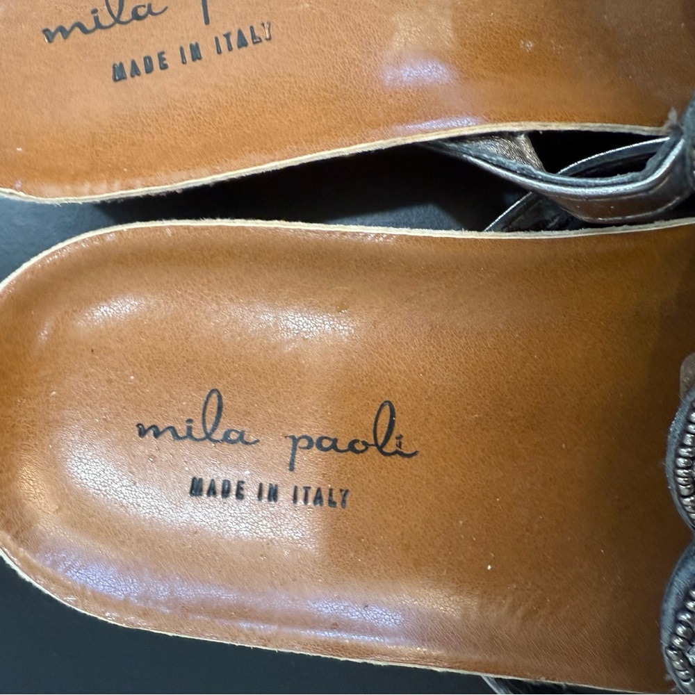 Mila Paoli Silver Sandals with Rhinestone Glamour - Picture 5 of 7